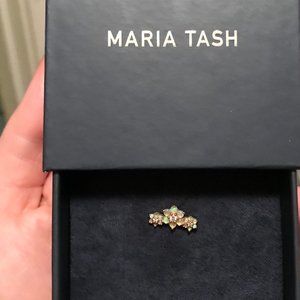 NEW: Opal and Diamond Three Flower Garland Threaded Stud Earring, 18k gold